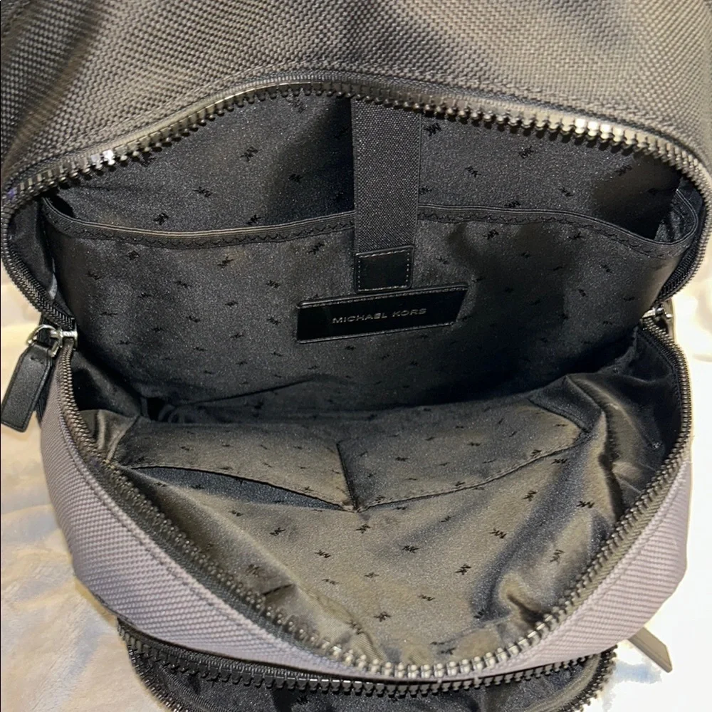 Michael Kors Gray and Black Backpack with Durable Design